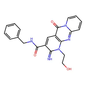 [1-(2-hydroxyethyl)-2-imino-5-oxo(1,6-dihydropyridino[1,2-a]pyridino[2,3-d]pyr imidin-3-yl)]-N-benzylcarboxamide structure