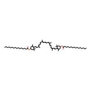 [4-[18-(4-hexadecanoyloxy-2,6,6-trimethylcyclohexen-1-yl)-3,7,12,16-tetramethyloctadeca-1,3,5,7,9,11,13,15,17-nonaenyl]-3,5,5-trimethylcyclohex-3-en-1-yl] hexadecanoate structure
