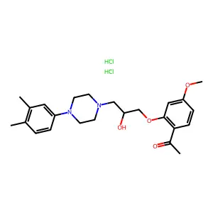 1-[2-[3-[4-(3,4-dimethylphenyl)piperazin-1-yl]-2-hydroxypropoxy]-4-methoxyphenyl]ethanone;dihydrochloride structure