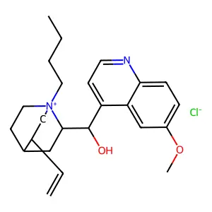 (S)-[(2R)-1-butyl-5-ethenyl-1-azoniabicyclo[2.2.2]octan-2-yl]-(6-methoxyquinolin-4-yl)methanol chloride structure