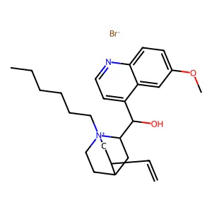 (S)-[(2R)-5-ethenyl-1-hexyl-1-azoniabicyclo[2.2.2]octan-2-yl]-(6-methoxyquinolin-4-yl)methanol bromide structure