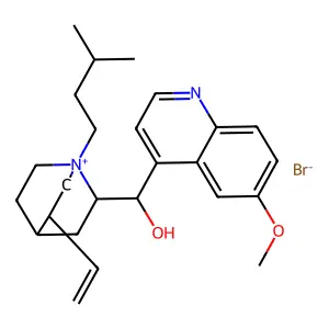 (S)-[(2R)-5-ethenyl-1-(3-methylbutyl)-1-azoniabicyclo[2.2.2]octan-2-yl]-(6-methoxyquinolin-4-yl)methanol bromide structure