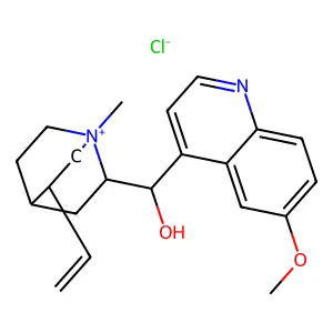 (S)-[(2R)-5-ethenyl-1-methyl-1-azoniabicyclo[2.2.2]octan-2-yl]-(6-methoxyquinolin-4-yl)methanol chloride structure