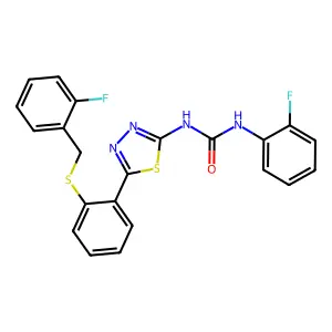 1-(2-fluorophenyl)-3-[5-[2-[(2-fluorophenyl)methylsulfanyl]phenyl]-1,3,4-thiadiazol-2-yl]urea structure
