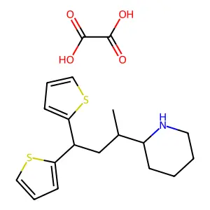 1,1-Bis(2-thienyl)-3-piperidinobutane oxalate (1:1) structure