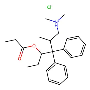 dimethyl-(2-methyl-3,3-diphenyl-4-propanoyloxyhexyl)azanium chloride structure