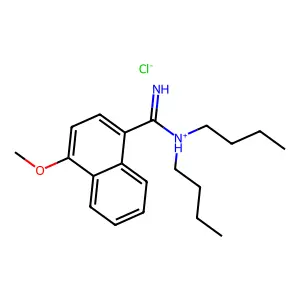 dibutyl-(4-methoxynaphthalene-1-carboximidoyl)azanium chloride structure