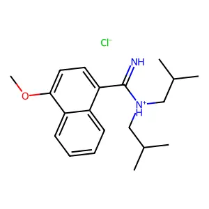 (4-methoxynaphthalene-1-carboximidoyl)-bis(2-methylpropyl)azanium chloride structure