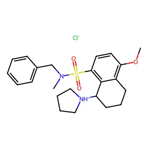 N-benzyl-4-methoxy-N-methyl-8-pyrrolidin-1-ium-1-yl-5,6,7,8-tetrahydronaphthalene-1-sulfonamide chloride structure