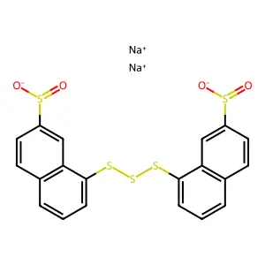 disodium8-[(7-sulfinatonaphthalen-1-yl)trisulfanyl]naphthalene-2-sulfinate structure