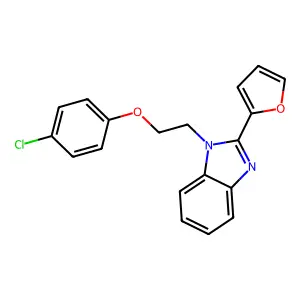 1-[2-(4-chlorophenoxy)ethyl]-2-(furan-2-yl)benzimidazole structure