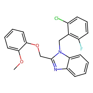1-[(2-chloro-6-fluorophenyl)methyl]-2-[(2-methoxyphenoxy)methyl]benzimidazole structure