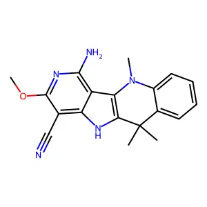 12-amino-14-methoxy-2,2,9-trimethyl-9,13,17-triazatetracyclo[8.7.0.03,8.011,16]heptadeca-1(10),3,5,7,11,13,15-heptaene-15-carbonitrile structure