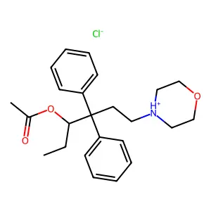 (6-morpholin-4-ium-4-yl-4,4-diphenylhexan-3-yl) acetate chloride structure