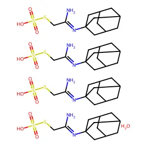 tetrakis(1-[(1-amino-2-sulfosulfanylethylidene)amino]adamantane)hydrate structure