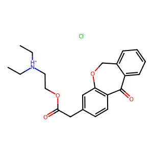 diethyl-[2-[2-(11-oxo-6H-benzo[c][1]benzoxepin-3-yl)acetyl]oxyethyl]azanium chloride structure
