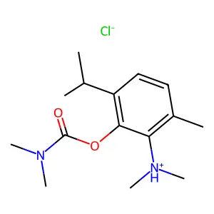 [2-(dimethylcarbamoyloxy)-6-methyl-3-propan-2-ylphenyl]-dimethylazanium chloride structure