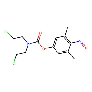 (3,5-dimethyl-4-nitrosophenyl) N,N-bis(2-chloroethyl)carbamate structure