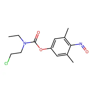 (3,5-dimethyl-4-nitrosophenyl) N-(2-chloroethyl)-N-ethylcarbamate structure