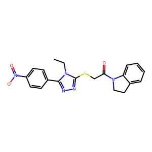 1-(2,3-dihydro-1H-indol-1-yl)-2-{[4-ethyl-5-(4-nitrophenyl)-4H-1,2,4-triazol-3-yl]sulfanyl}ethanone structure