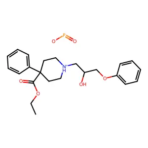 Isonipecotic acid, 1-(2-hydroxy-3-phenoxypropyl)-4-phenyl-, ethyl ester, hypophosphite structure