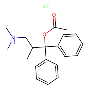 (3-acetyloxy-2-methyl-3,3-diphenylpropyl)-dimethylazanium chloride structure