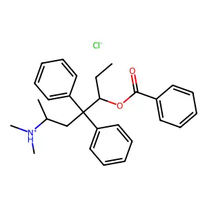(5-benzoyloxy-4,4-diphenylheptan-2-yl)-dimethylazanium chloride structure
