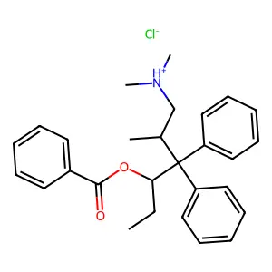 (4-benzoyloxy-2-methyl-3,3-diphenylhexyl)-dimethylazanium chloride structure