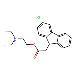 diethyl-[2-[2-(9H-fluoren-9-yl)acetyl]oxyethyl]azanium chloride structure