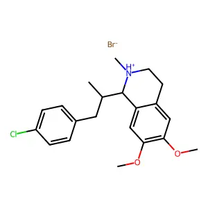 1-[1-(4-chlorophenyl)propan-2-yl]-6,7-dimethoxy-2-methyl-1,2,3,4-tetrahydroisoquinolin-2-ium bromide structure