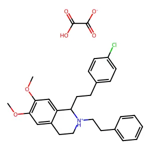 1-[2-(4-chlorophenyl)ethyl]-6,7-dimethoxy-2-(2-phenylethyl)-1,2,3,4-tetrahydroisoquinolin-2-ium;2-hydroxy-2-oxoacetate structure