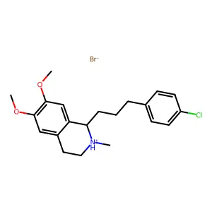 1-[3-(4-chlorophenyl)propyl]-6,7-dimethoxy-2-methyl-1,2,3,4-tetrahydroisoquinolin-2-ium bromide structure
