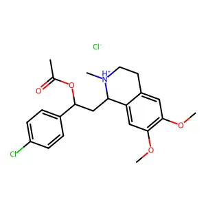 [1-(4-chlorophenyl)-2-(6,7-dimethoxy-2-methyl-1,2,3,4-tetrahydroisoquinolin-2-ium-1-yl)ethyl] acetate chloride structure