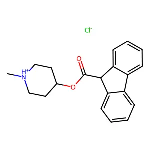 (1-methylpiperidin-1-ium-4-yl) 9H-fluorene-9-carboxylate chloride structure