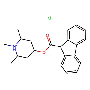 (1,2,6-trimethylpiperidin-1-ium-4-yl) 9H-fluorene-9-carboxylate chloride structure