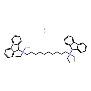 10-[diethyl(9H-fluoren-9-yl)azaniumyl]decyl-diethyl-(9H-fluoren-9-yl)azanium dibromide structure