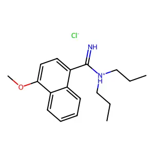 (4-methoxynaphthalene-1-carboximidoyl)-dipropylazanium chloride structure