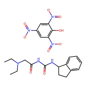 1-(2-Diethylaminoacetyl)-3-(1-indanyl)urea picrate structure