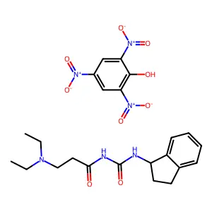 1-(2-Diethylaminopropionyl)-3-(1-indanyl)urea picrate structure