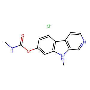 Carbamic acid, methyl-, 9-methyl-9H-pyrido(3,4-b)indol-7-yl ester, hydrochloride structure