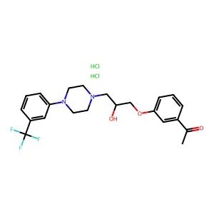1-[3-[2-hydroxy-3-[4-[3-(trifluoromethyl)phenyl]piperazin-1-yl]propoxy]phenyl]ethanone;dihydrochloride structure