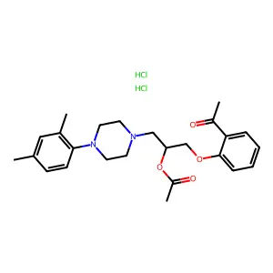 Acetophenone, 2'-((2-hydroxy-3-(4-(4-o-xylyl)piperazinyl))propoxy)-, dihydrochloride, acetate structure