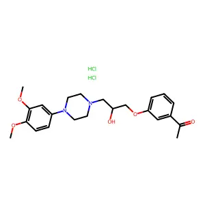 Acetophenone, 3'-((3-(4-(3,4-dimethoxyphenyl)piperazinyl)-2-hydroxy)propoxy)-, dihydrochloride structure