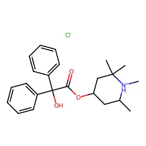 (1,2,2,6-tetramethylpiperidin-1-ium-4-yl) 2-hydroxy-2,2-diphenylacetate chloride structure
