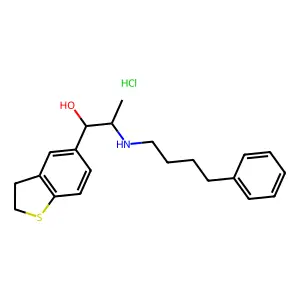 1-(2,3-dihydro-1-benzothiophen-5-yl)-2-(4-phenylbutylamino)propan-1-ol;hydrochloride structure