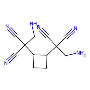 2-[2-(2-amino-1,1-dicyanoethyl)cyclobutyl]-2-(aminomethyl)propanedinitrile structure