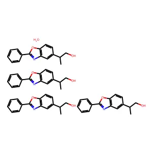 tetrakis(2-(2-phenyl-1,3-benzoxazol-5-yl)propan-1-ol)hydrate structure