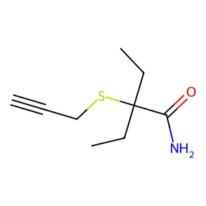2-ethyl-2-prop-2-ynylsulfanylbutanamide structure