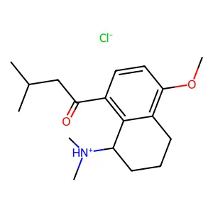 [5-methoxy-8-(3-methylbutanoyl)-1,2,3,4-tetrahydronaphthalen-1-yl]-dimethylazanium chloride structure