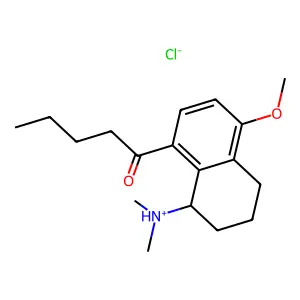 1-Naphthylamine, 1,2,3,4-tetrahydro-N,N-dimethyl-5-methoxy-8-valeryl-, hydrochloride structure